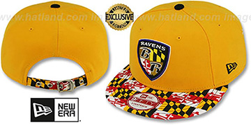 Ravens ALT 'MARYLAND-FLAG STRAPBACK' Gold Hat by New Era