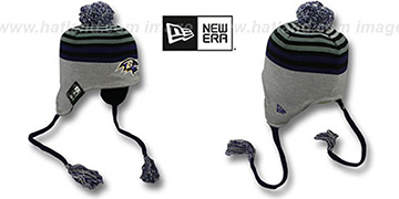 Ravens GREY STRIPETOP Knit Beanie Hat by New Era