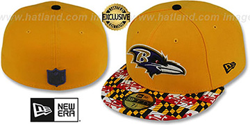 Ravens 'MARYLAND-FLAG' Gold Fitted Hat by New Era