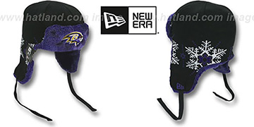 Ravens SNOWFLAKE TRAPPER Black-Purple Knit Hat by New Era