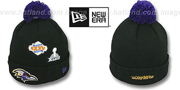 Ravens SUPER BOWL PATCHES Black Knit Beanie Hat by New Era