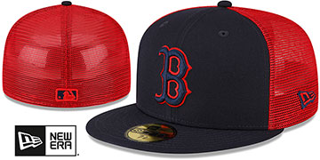 Red Sox 2T 'BATTING PRACTICE TRUCKER' Navy-Red Fitted Hat by New Era