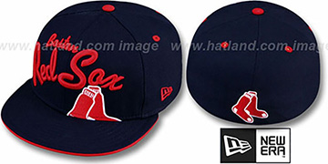 Red Sox 'BIG-SCRIPT' Navy Fitted Hat by New Era