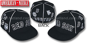 Red Sox COOPERSTOWN ALL-OVER Black Fitted Hat by American Needle