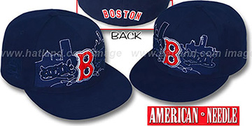 Red Sox COOPERSTOWN SKYLINE Navy Fitted Hat by American Needle