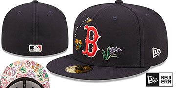 Red Sox FLORAL WATERCOLORS Navy Fitted Hat by New Era