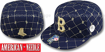 Red Sox KINGSTON ALL-OVER Navy-Tan Fitted Hat by American Needle