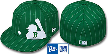 Red Sox MLB SILHOUETTE PINSTRIPE Green-White Fitted Hat by New Era