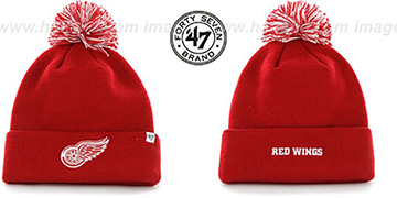 Red Wings 'POMPOM CUFF' Red Knit Beanie Hat by Twins 47 Brand