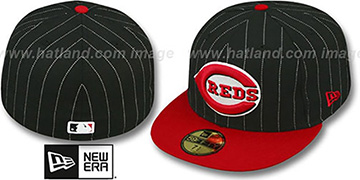 Reds 'PIN-SCRIPT' Black-Red Fitted Hat by New Era