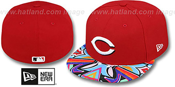 Reds 'REAL GRAFFITI VIZA-PRINT' Red Fitted Hat by New Era