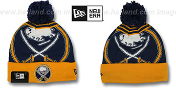 Sabres 'LOGO WHIZ' Navy-Gold Knit Beanie Hat by New Era