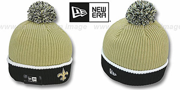 Saints NFL FIRESIDE Gold-Black Knit Beanie Hat by New Era