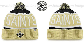 Saints THE-CALGARY Gold-Black Knit Beanie Hat by Twins 47 Brand