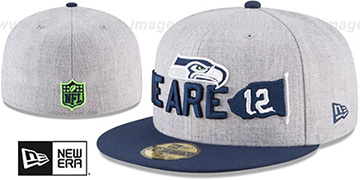 Seahawks 2018 ONSTAGE Grey-Navy Fitted Hat by New Era