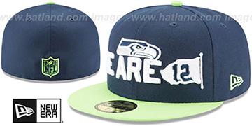 Seahawks 2018 SPOTLIGHT Navy-Lime Fitted Hat by New Era