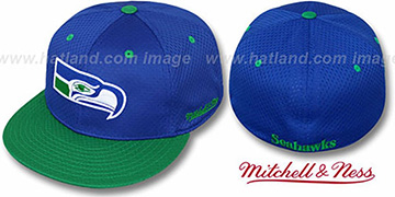 Seahawks 2T BP-MESH Royal-Green Fitted Hat by Mitchell and Ness