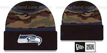 Seahawks ARMY CAMO FILLZ Knit Beanie Hat by New Era