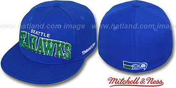 Seahawks CLASSIC-ARCH Royal Fitted Hat by Mitchell and Ness