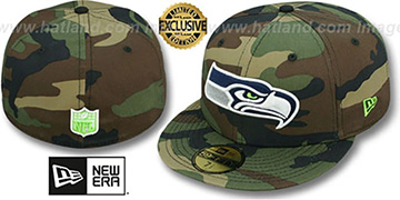 Seahawks 'NFL TEAM-BASIC' Army Camo Fitted Hat by New Era