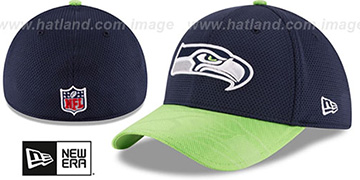 Seahawks STADIUM TRAINING FLEX Navy-Lime Hat by New Era