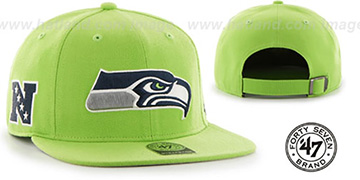 Seahawks 'SUPER-SHOT STRAPBACK' Lime Hat by Twins 47 Brand