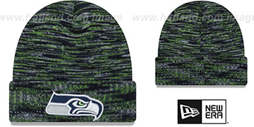 Seahawks TEAM-CRAZE Navy-Lime Knit Beanie Hat by New Era