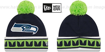 Seahawks 'TEAM-RELATION' Navy-Green Knit Beanie by New Era