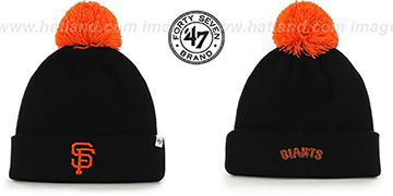 SF Giants 'POMPOM CUFF' Black Knit Beanie Hat by Twins 47 Brand