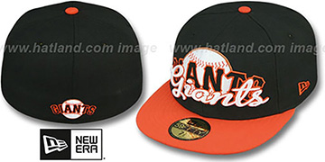 SF Giants SCRIPT-PUNCH Black-Orange Fitted Hat by New Era