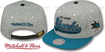 Sharks 2T TAILSWEEPER STRAPBACK Grey-Teal Hat by Mitchell and Ness