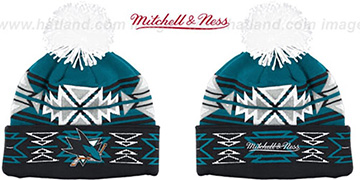 Sharks GEOTECH Knit Beanie by Mitchell and Ness