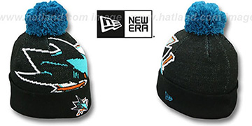 Sharks 'NHL-BIGGIE' Black Knit Beanie Hat by New Era