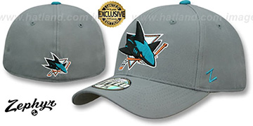 Sharks 'SHOOTOUT' Grey Fitted Hat by Zephyr