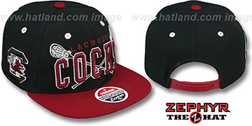 South Carolina 'LACROSSE SUPER-ARCH SNAPBACK' Black-Burgundy Hat by Zephyr