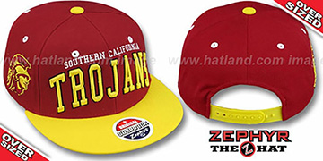 Southern Cal '2T SUPER-ARCH OVER-SIZED SNAPBACK' Burgundy-Gold Hat by Zephyr