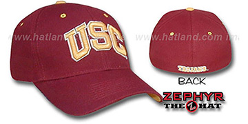 Southern Cal USC DH Fitted Hat by Zephyr - burgundy(red)