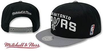 Spurs 2T FONT XL-LOGO SNAPBACK Black-Grey Hat by Mitchell and Ness