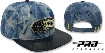 Spurs 'GOLD METAL BADGE STRAPBACK' Denim-Black Hat by Pro Standard