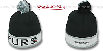 Spurs 'THE-BUTTON' Knit Beanie Hat by Michell and Ness