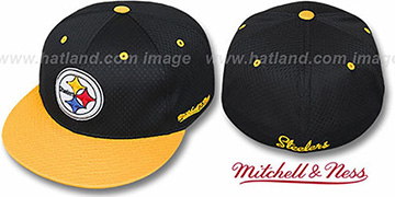 Steelers 2T BP-MESH Black-Gold Fitted Hat by Mitchell and Ness