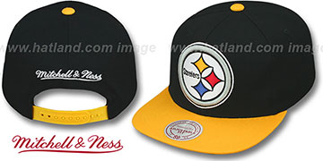 Steelers 2T XL-LOGO SNAPBACK  Black-Gold Adjustable Hat by Mitchell and Ness