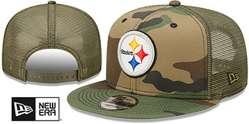 Steelers ARMY CAMO TRUCKER Hat by New Era