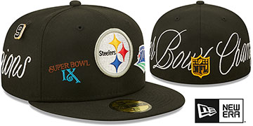 Steelers HISTORIC CHAMPIONS Black Fitted Hat by New Era