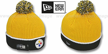 Steelers 'NFL FIRESIDE' Gold-Black Knit Beanie Hat by New Era