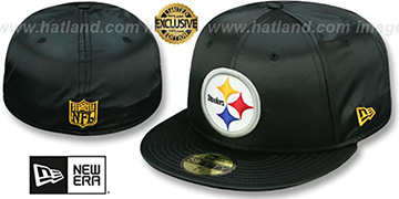 Steelers SATIN BASIC Black Fitted Hat by New Era