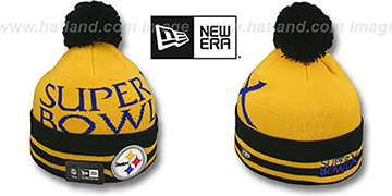 Steelers SUPER BOWL X Black Knit Beanie Hat by New Era