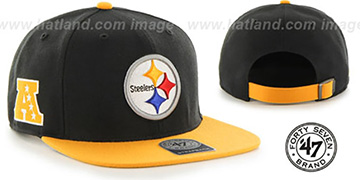 Steelers SUPER-SHOT STRAPBACK Black-Gold Hat by Twins 47 Brand