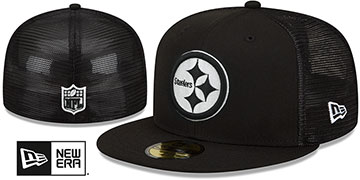 Steelers 'TEAM-BASIC TRUCKER' Black-White Fitted Hat by New Era