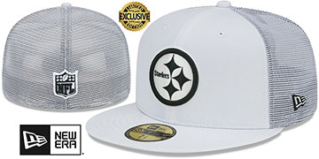 Steelers TEAM-BASIC TRUCKER White Fitted Hat by New Era